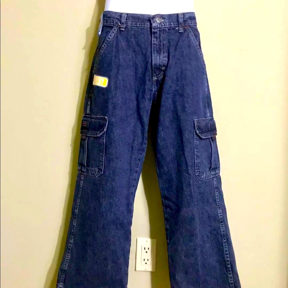Wrangler Cargo Jeans Boys Husky Blue Denim-New